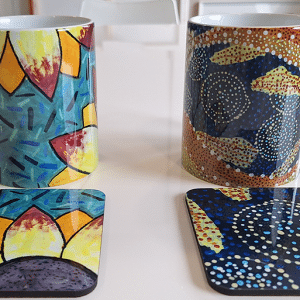 'Koi Carp' and 'Sunflowers' Mug and Coaster Set