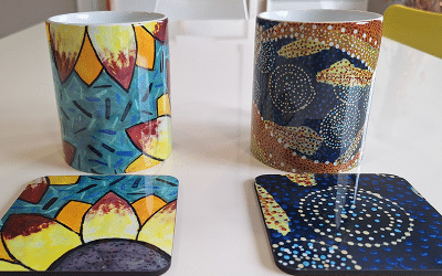 ‘Koi Carp’ and ‘Sunflowers’ Mug and Coaster Set